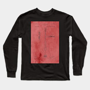 Vintage Rose Guitar Patent Long Sleeve T-Shirt